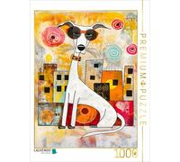 CALVENDO Puzzle Pop-Art Hund in leuchtenden Farben | 1000 Teile Lege-Größe 64x48
