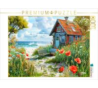 Puzzle · des Coquelicots sur la Maison de la Plage | Maison de plage dans les dunes avec des coquelicots · 1000 pièces · Format assemblé 64 × 48 cm · CALVENDO Puzzle