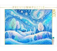 CALVENDO Puzzle Puzzle game: Snowstorm landscape with a house and trees in a poe