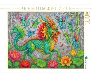 CALVENDO Puzzle Qilin Chinois et Chats libellules | 1000 pièces de Taille de la Ponte 64 x 48 cm Puzzle Photo pour des Heures heureuses