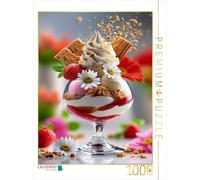 CALVENDO Puzzle Quel Délicieux : la crème glacée se blottit sur de la Glace Molle, couronnée avec des Ourlets à la crème et des Biscuits | 1000 pièces Taille de la Pose 48 x 64 cm Puzzle Photo pour