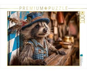 CALVENDO Puzzle Raton Laveur Bavarois en Costume Traditionnel derrière Un comptoir Rustique | 1000 pièces de Ponte 64 x 48 cm Puzzle Photo pour des Heures heureuses