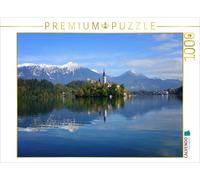 CALVENDO Puzzle Réflexion sur l'église et Les Montagnes du lac de Bled 1000 Pieces 64 x 48 cm from iPics Photography