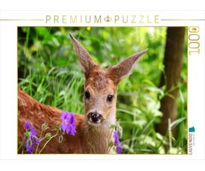 CALVENDO Puzzle Rehkitz mit Lila Blüten 1000 Teile Puzzle quer 1000 Pieces 64 x 48 cm from Sabine Löwer
