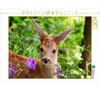 CALVENDO Puzzle Rehkitz mit lila Blüten 1000 Teile Puzzle quer | 1000 Teile Lege