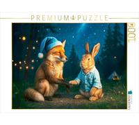 CALVENDO Puzzle Renard et Lapin Dites Bonne Nuit | 1000 pièces Taille de la Ponte 64 x 48 cm Puzzle Photo pour des Heures heureuses