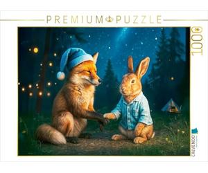 CALVENDO Puzzle Renard et Lapin Dites Bonne Nuit | 1000 pièces Taille de la Ponte 64 x 48 cm Puzzle Photo pour des Heures heureuses