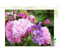 CALVENDO Puzzle Rosen mit Storchschnabel 1000 Teile Puzzle quer 1000 Pieces 64 x 48 cm from Gisela Kruse