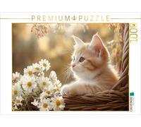 CALVENDO Puzzle Rotes Katzenbaby im Blumenkorb | 1000 Teile Lege-Größe 64 × 48 c