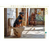 CALVENDO Puzzle Rottweiler - Aller aux Toilettes avec Style | 1000 pièces - Taille de la Pose 64 x 48 cm - Puzzle Photo pour des Heures heureuses