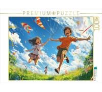 CALVENDO Puzzle scène animée Joyeux pour Enfants - Monter des Dragons au Printemps ensoleillé | 1000 pièces de Taille de Ponte 64 x 48 cm Puzzle Photo pour des Heures heureuses