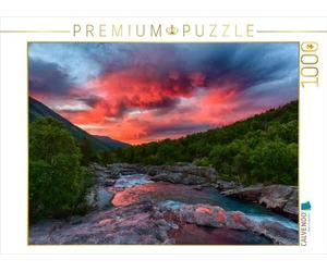 CALVENDO Puzzle Sehnsucht Norwegen - Brennender Sonnerungang am Svåne Fluss 1000 Teile Puzzle quer 1000 Pieces 64 x 48 cm from Mr.Mooseman