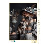 CALVENDO Puzzle Sensuel Femme Fatale avec Un Renard argenté sur Les Genoux | 1000 pièces Taille de la Pose 48 x 64 cm Puzzle Photo pour des Heures heureuses