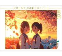 CALVENDO Puzzle Shoujo anime in the sunset - Girlfriends in school uniform under