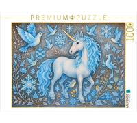 CALVENDO Puzzle Snow unicorn and ice crystal birds | 1000 pieces, finished size
