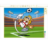 CALVENDO Puzzle Fussball Löwe! 1000 Teile Puzzle quer 1000 Pieces 64 x 48 cm from jokatoons