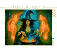 CALVENDO Puzzle sorcière aux Herbes avec fantômes au Chaudron Magique | Taille de la Pose cm Puzzle Photo pour des Heures heureuses