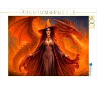 CALVENDO Puzzle sorcière de feu avec Dragon - Taille de la Pose - Puzzle Photo pour des Heures heureuses