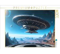 CALVENDO Puzzle Soucoupe à l'atterrissage sur Une planète Extraterrestre | 1000 pièces Taille de la Ponte 64 x 48 cm Puzzle Photo pour des Heures heureuses