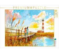 CALVENDO Puzzle Spaziergang mit Mutter und Kind zum Leuchtturm | 1000 Teile Lege