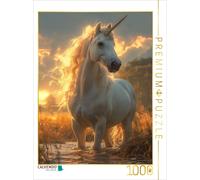 CALVENDO Puzzle Sunset magic: a white unicorn on the picturesque beach shore | 1
