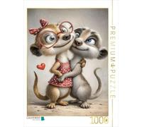 CALVENDO Puzzle Suricate - Amour | 1000 pièces Taille de la Pose 48 x 64 cm Puzzle Photo pour des Heures heureuses