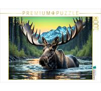 CALVENDO Puzzle Swimming moose in the diffuse light of the northern sun | 1000 p