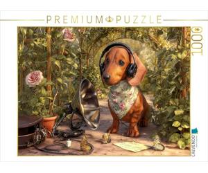 CALVENDO Puzzle Teckel avec système d'écoute dans la roseraie en Mission secrète | 1000 pièces de Ponte Taille 64 x 48 cm Puzzle Photo pour des Heures heureuses