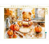 CALVENDO Puzzle Teddy backt Kürbiskuchen zu Halloween | 1000 Teile Lege-Größe 64