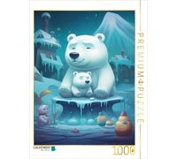 Puzzle · Les Ours Polaires Tout Doux | Une jolie illustration IA d'un adorable papa ours polaire qui… · 1000 pièces · Format assemblé 64 × 48 cm · CALVENDO Puzzle
