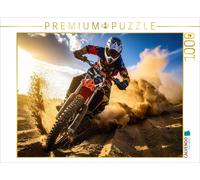CALVENDO Puzzle The driver drives dynamically through the desert in the light of