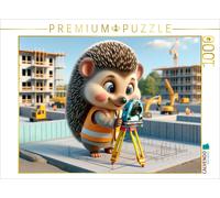 CALVENDO Puzzle The meticulous hedgehog as surveyor: precision on the constructi