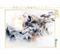 Puzzle · À l'ombre du Clair de Lune, Le Loup s'éveille à la Vie | 1000 pièces · Format assemblé 64 × 48 cm · CALVENDO Puzzle