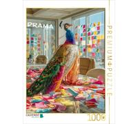 CALVENDO Puzzle Tierpuzzle mit Pfau in einem Büro - die Dramaqueen unter den Fed