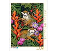 CALVENDO Puzzle Totenkopfäffchen zwischen Blüten | 1000 Teile Lege-Größe 64 × 48