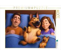 CALVENDO Puzzle Tranquillité de Famille - Berger Chien dort dans Le lit | 1000 pièces - Taille de la Ponte 64 x 48 cm - Puzzle Photo pour des Heures heureuses
