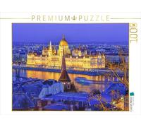 CALVENDO Puzzle Traumhafter Blick über Die Donau Auf das Parlament Von der Fischerbastei aus, zur blauen Stunde | 1000 Teile Lege-Größe 64x48cm Foto-Puzzle für glückliche Stunden