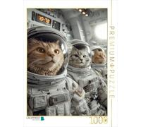 CALVENDO Puzzle Trois Chats en Mission dans l'espace | 1000 pièces Taille 48 x 64 cm Puzzle Photo pour des Heures heureuses