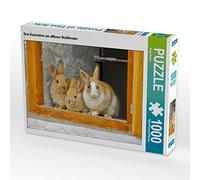 CALVENDO Puzzle Trois Lapins à la fenêtre du clapier Ouvert 1000 Pieces 64 x 48 cm from Rose Hurley