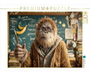 CALVENDO Puzzle Un Singe avec Lunettes, Cardigan et Stylo Debout Devant Un Tableau Noir dans Une Salle de omplète | 1000 pièces de Taille de la Ponte 64 x 48 cm Puzzle Photo pour des Heures