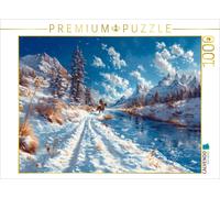 CALVENDO Puzzle Unbegrenzte Stille - Reiter auf Pferd in Winterlandschaft | 1000
