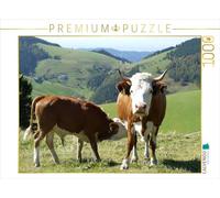CALVENDO Puzzle Vache avec taurillon et Vue sur la vallée de Münstertal 1000 Pieces 64 x 48 cm from Stefanie Goldscheider