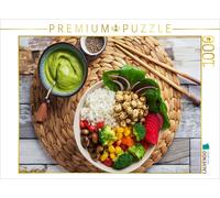 CALVENDO Puzzle Vegan bowl with chickpeas, sweetcorn, peppers, avocado dip, carr
