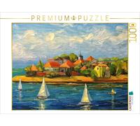 CALVENDO Puzzle Village on a peninsula in a large lake | 1000 pieces, finished s