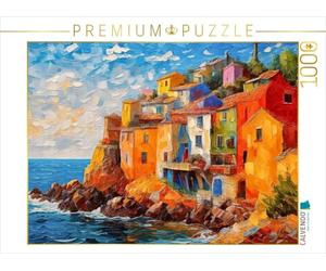 CALVENDO Puzzle Village sur Une côte rocheuse de la Méditerranée | 1000 pièces Taille de la Pose 64 x 48 cm Puzzle Photo pour des Heures heureuses