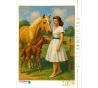 CALVENDO Puzzle Visit to the pasture - Woman of the 50s with horses | 1000 piece