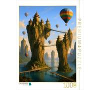 CALVENDO Puzzle Visite dans la Ville de la Falaise - Montgolfières dans Un Paysage Fantastique | 1000 pièces - Taille de la Pose 48 x 64 cm - Puzzle Photo pour des Heures heureuses