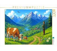 CALVENDO Puzzle Vue du Berger dans la vallée - Anime Alpes - 1000 pièces - Taille de la Pose : 64 x 48 cm - Puzzle Photo pour des Heures heureuses