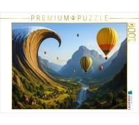 CALVENDO Puzzle Wave wall in spring - hot air balloons over a surreal landscape
