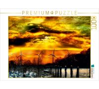 CALVENDO Puzzle Éoliennes au Coucher du Soleil 1000 Pieces 64 x 48 cm from Peter Roder